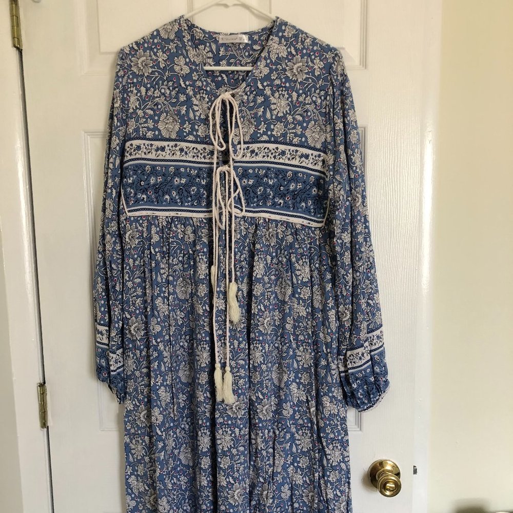 Long Sleeve Floral Maxi Dress, L